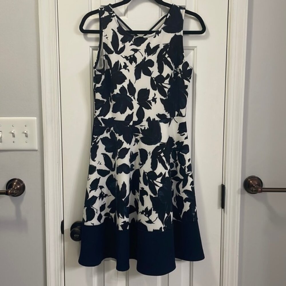 Gilli Dress - Black & White & Navy  Size M